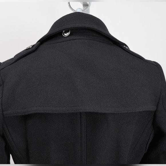 Burberry Brit Black Wool Belted Trench Coat - Picture 7 of 16